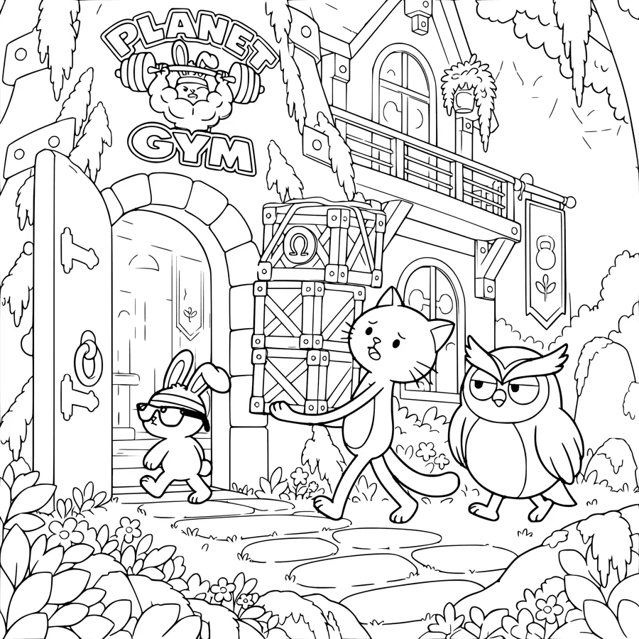 Colouring page: PLANET GYM
