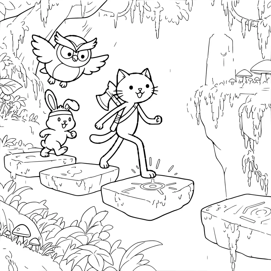 Colouring page: The river stones