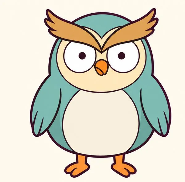 Hootie the teal owl, frowning.