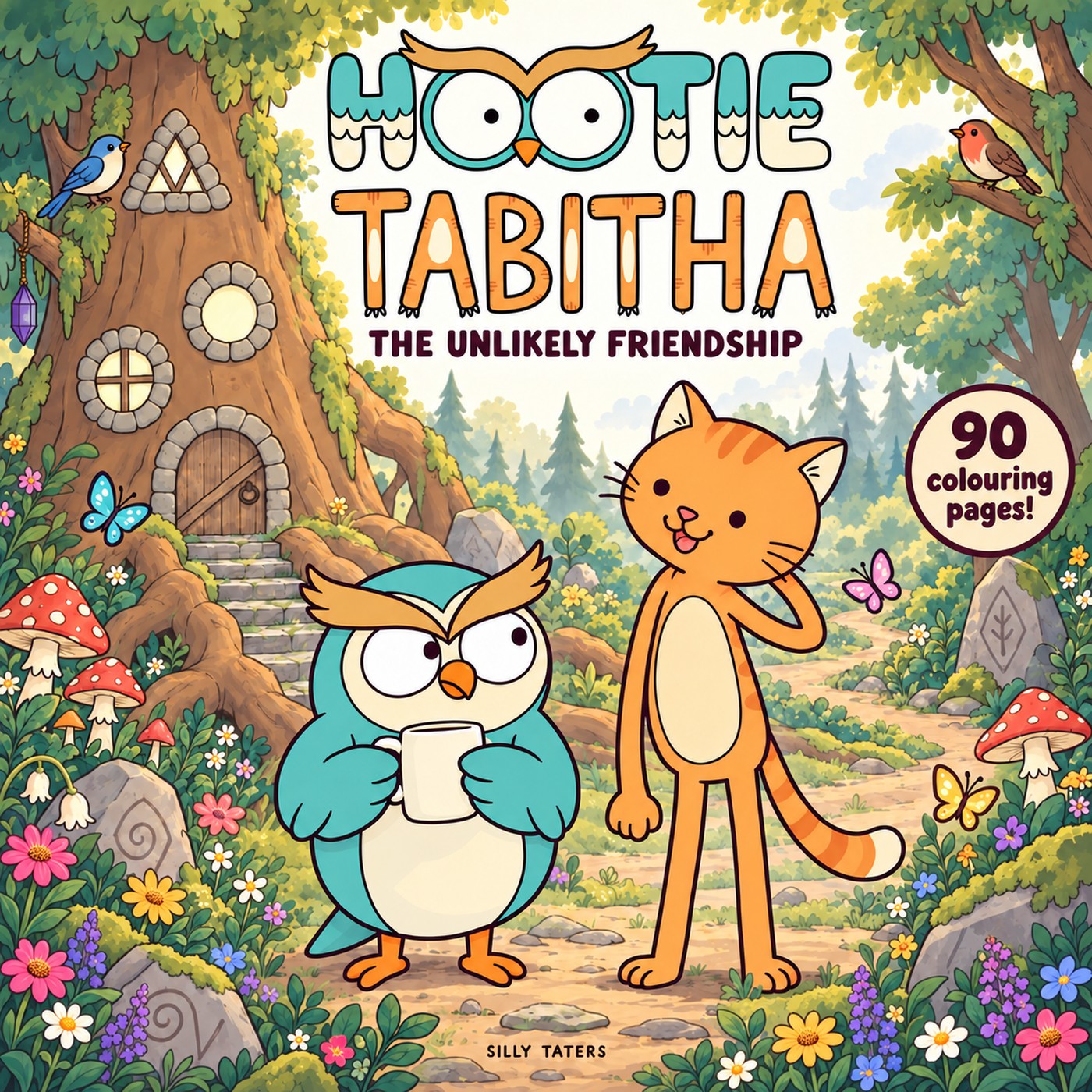 Hootie holds his coffee beside a smiling Tabitha on The Unlikely Friendship cover.